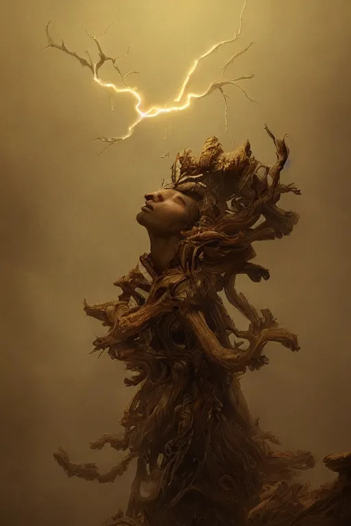 Image similar to portrait of a god floating in the air, ancient wood environment, Cinematic lighting with glare, insanely detailed, trending on artstation, golden ratio, concept art by Agesandro de Rodas & Emil Melmoth