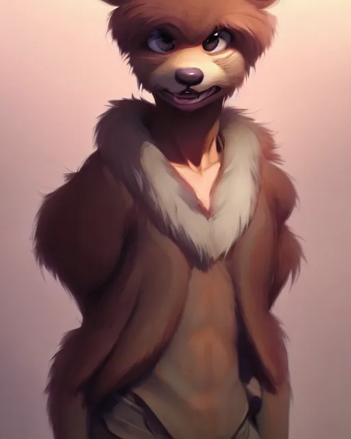 Image similar to character concept art of a cute young male anthropomorphic furry | | cute - fine - face, pretty face, key visual, realistic shaded perfect face, fine details by stanley artgerm lau, wlop, rossdraws, james jean, andrei riabovitchev, marc simonetti, and sakimichan, trending on artstation