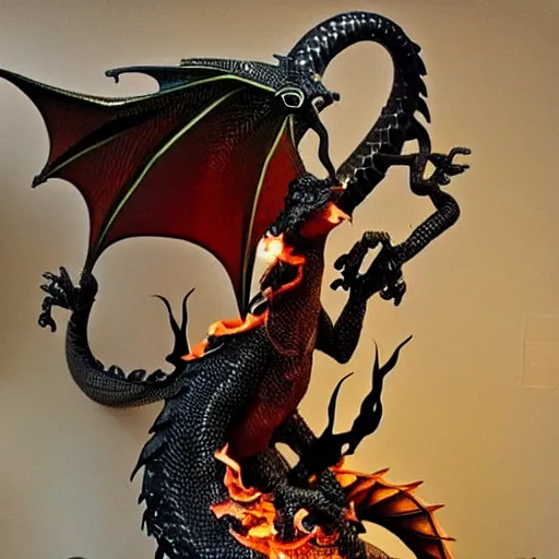 Image similar to “fire breathing dragon, kinetic sculpture”