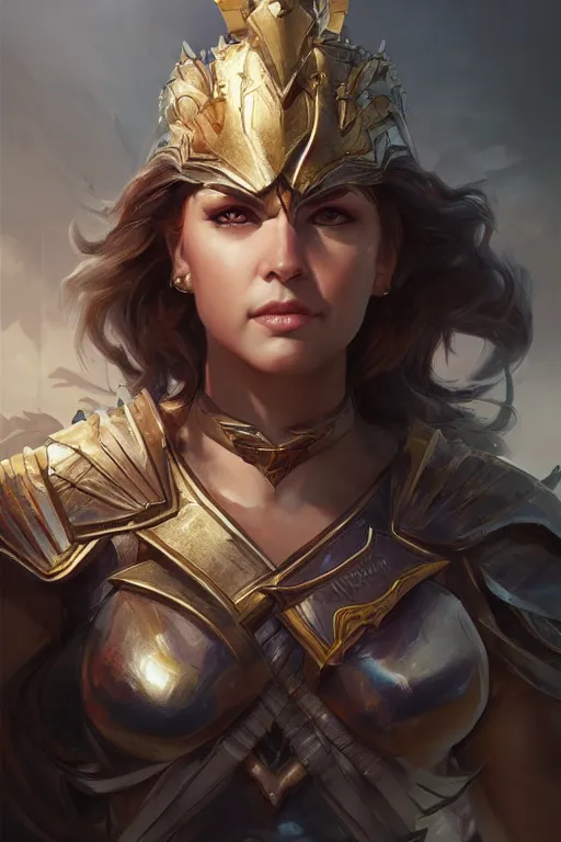 Image similar to amazon valkyrie athena, d & d, fantasy, portrait, highly detailed, headshot, digital painting, trending on artstation, concept art, sharp focus, illustration, art by artgerm and greg rutkowski and magali villeneuve