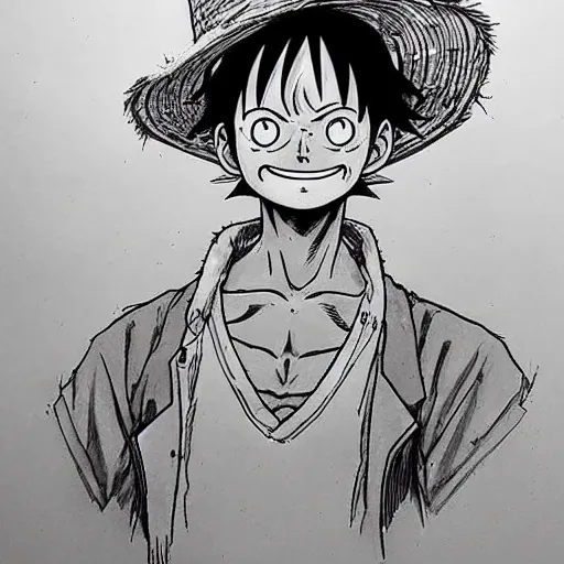 Image similar to luffy by kim jung gi