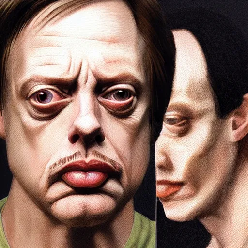 Prompt: Steve buscemi is a spoon, full_body!!, Big kitchen, highly_detailed!!, Highly_detailed_face!!!, artstation, concept art, sharp focus, illustration, art by Leonardo da Vinci and Michelangelo and Botticelli