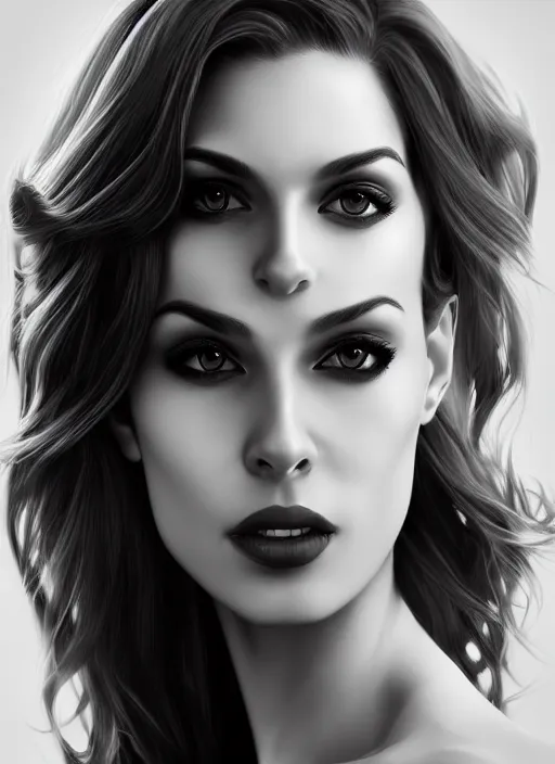 Image similar to full body portrait of a beautiful woman in black and white, photorealistic, art by diego fazio and diegoKoi and artgerm, concept art, hyper sharp focus, 8k highly detailed