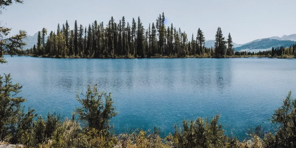 Prompt: lake with black water