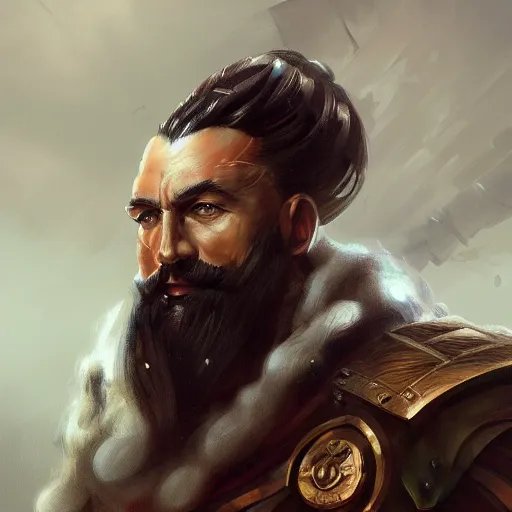 Prompt: A portrait of a muscular admiral with a black beard, D&D, sci-fi, elegant, hopeful, muscular, highly detailed, digital painting, artstation, concept art, smooth, sharp focus, illustration