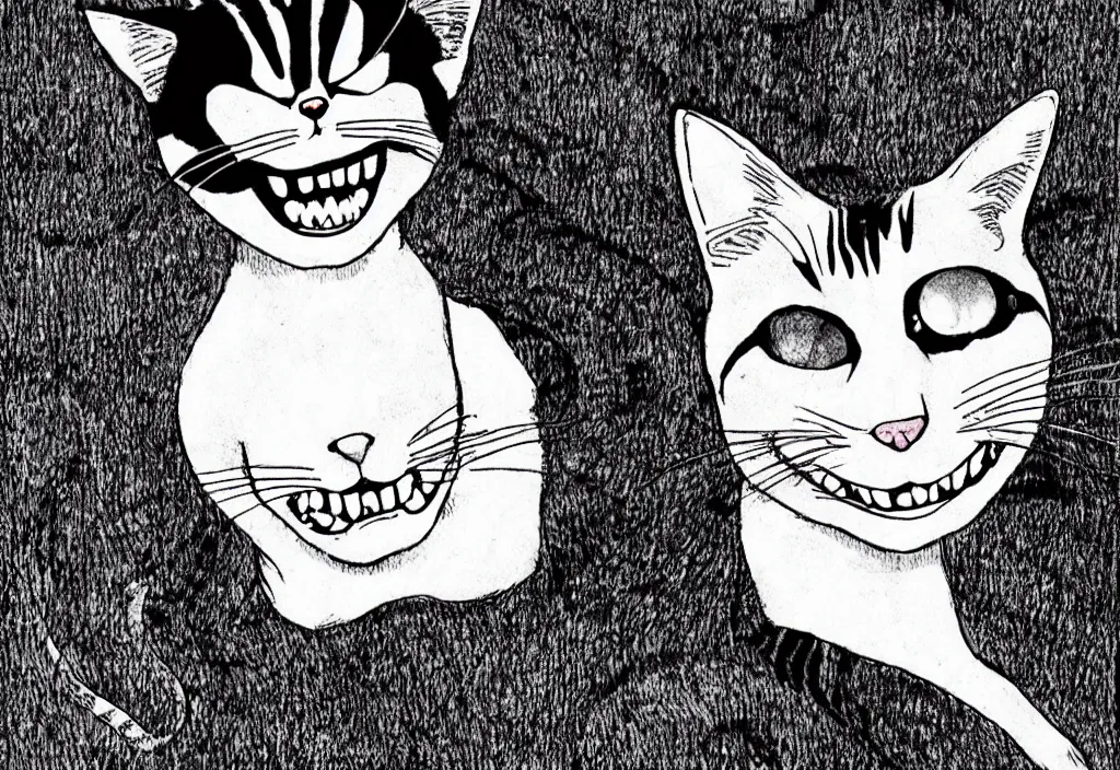 Image similar to smiling cat by junji ito