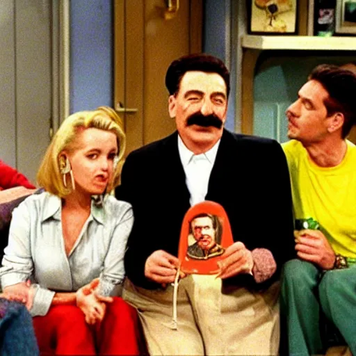 Image similar to A still of Stalin in the 1990s sitcom Friends