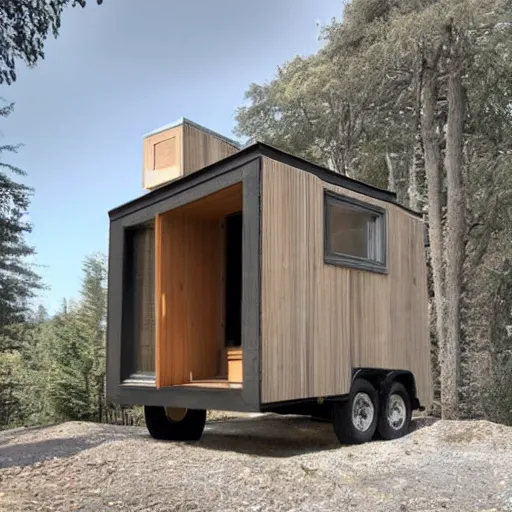 Image similar to brutalist tiny home