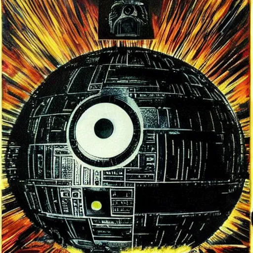 Image similar to death star in the style of salvador dali 4 k masterpiece