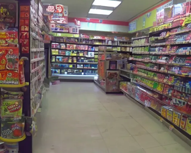 Image similar to security camera footage of a ghost in a convenient store