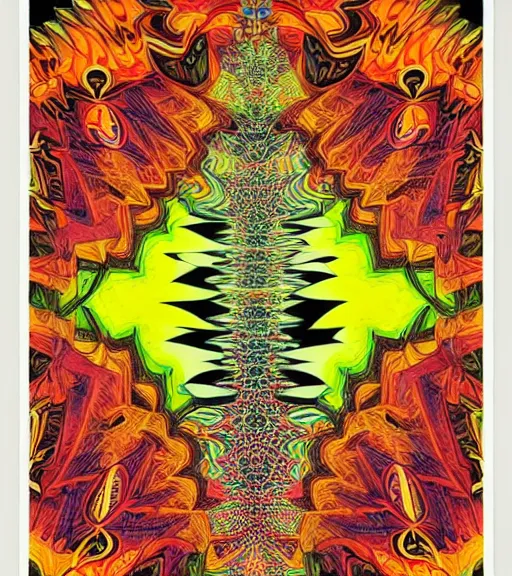 Image similar to art of a psychedelic 1970s poster, symmetrical, highly detailed, concept art,