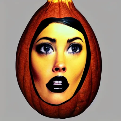 Image similar to gourd shaped like the face of amber heard hybrid intercross mix as a gourd