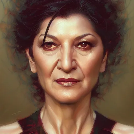 Image similar to Shohreh Aghdashloo, closeup character portrait art by Donato Giancola, Craig Mullins, digital art, trending on artstation