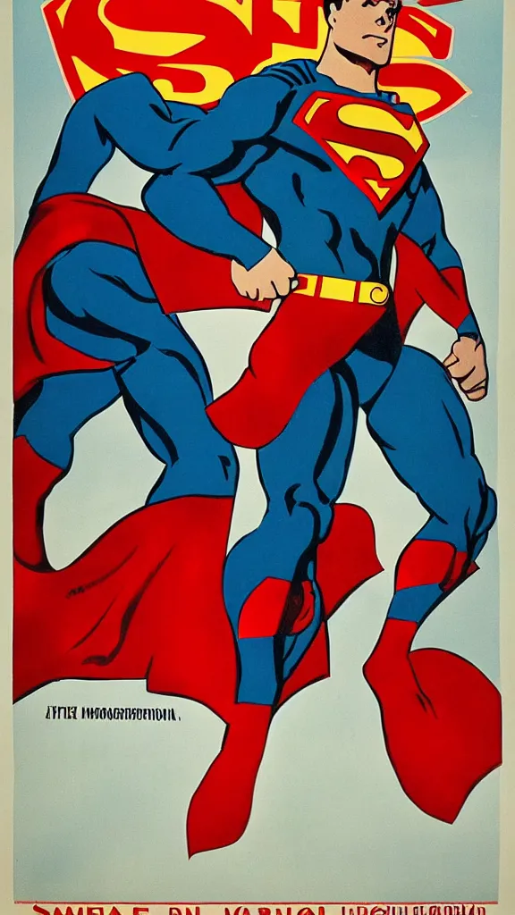 Image similar to superman soviet union propaganda poster 1 9 4 0