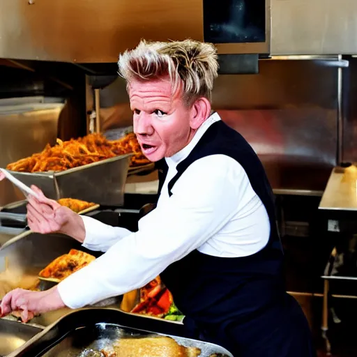 Image similar to gordon ramsay yelling at school lunch ladies