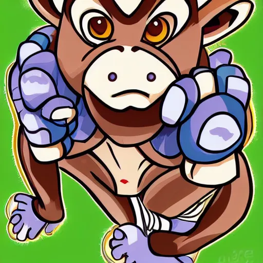 Image similar to monkey drawn by ken sugimori, digital art