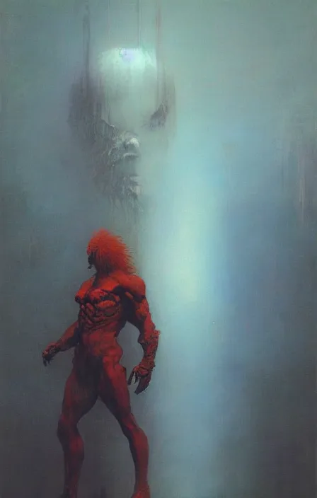 Image similar to beast man, beksinski, ruan jia,