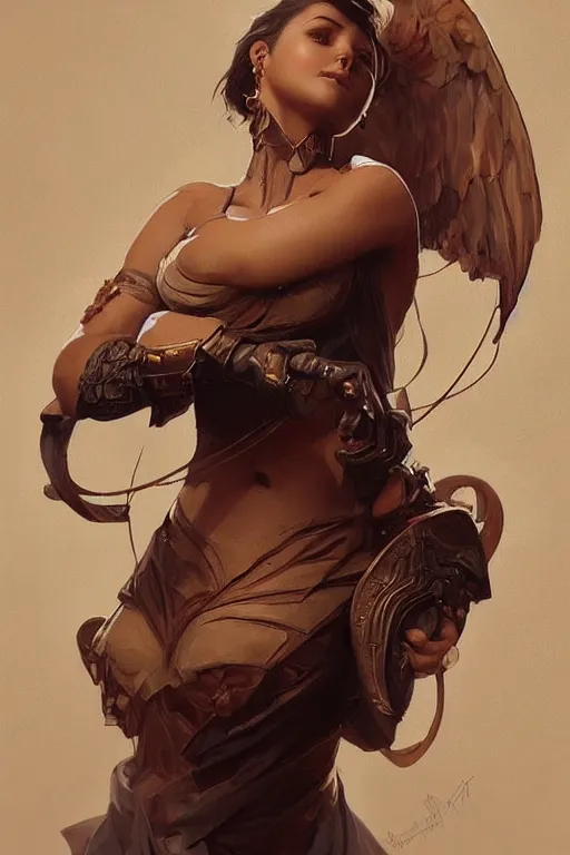 Image similar to portrait en buste of isabela moner, highly detailed, digital painting, artstation, concept art, sharp focus, illustration, art by artgerm and greg rutkowski and alphonse mucha