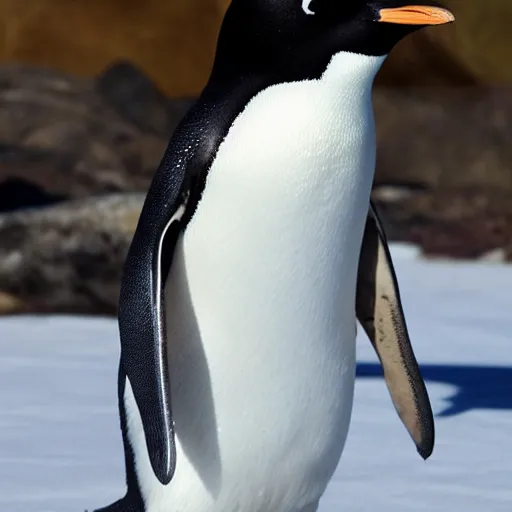 Image similar to a Jedi penguin hybrid, a Jedi crossed with a penguin