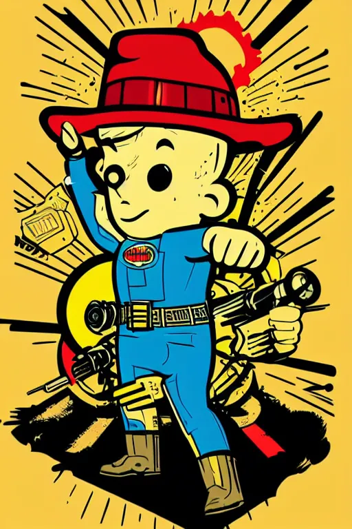 Image similar to fallout 7 6 retro futurist illustration art by butcher billy, sticker, colorful, illustration, highly detailed, simple, smooth and clean vector curves, no jagged lines, vector art, smooth andy warhol style