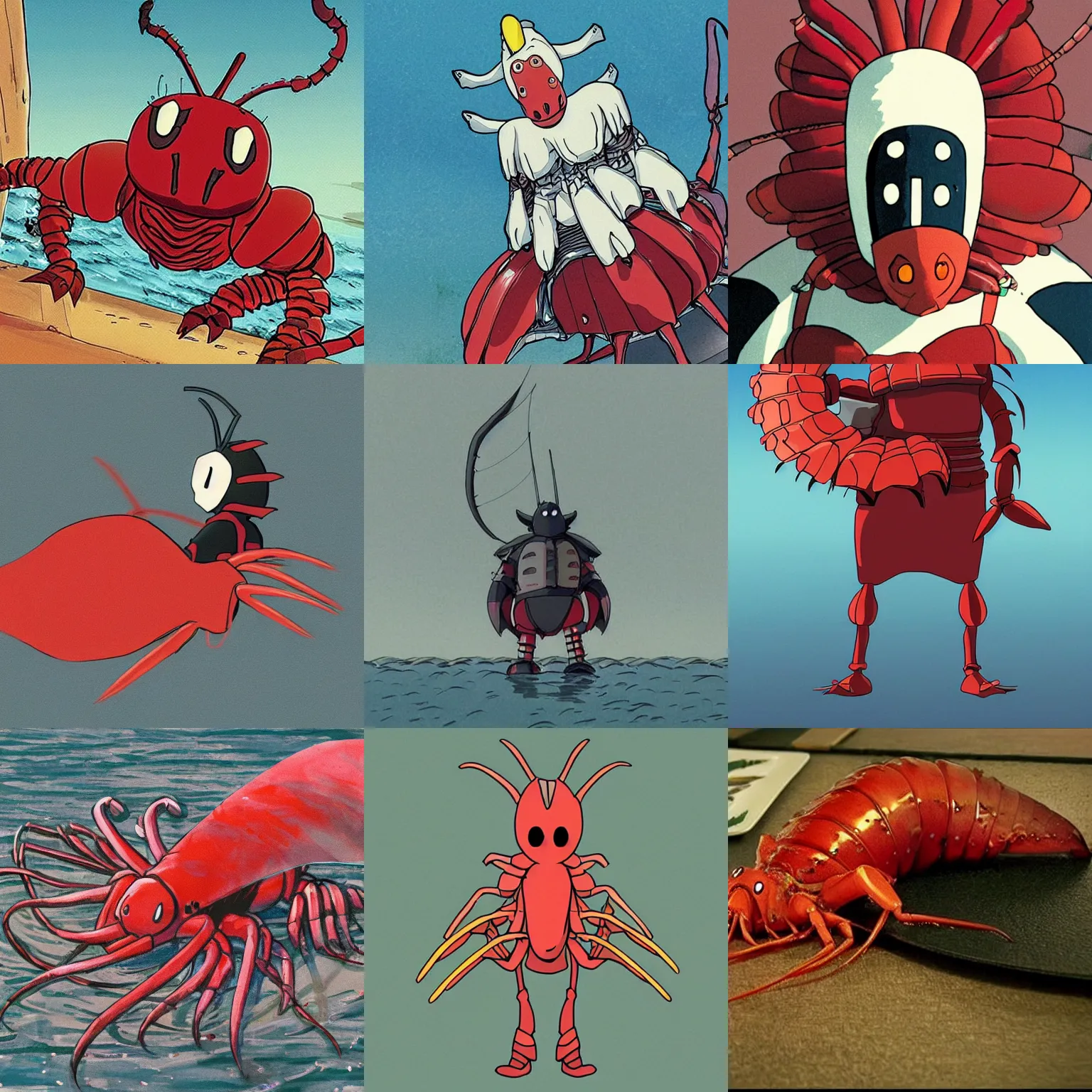 Prompt: the lobster knight from spirited away