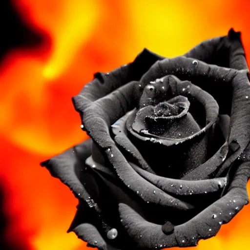 Image similar to award - winning macro of a beautiful black rose made of molten magma and nebulae on black background by harold davis, highly detailed, hyper - realistic, inner glow, trending on deviantart, artstation and flickr, nasa space photography, national geographic