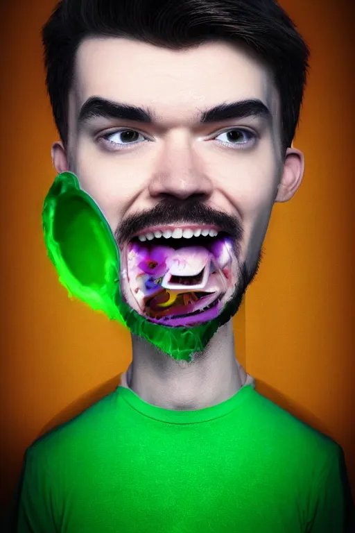 Image similar to 📷 jacksepticeye is soup, made of food, head portrait, dynamic lighting, 4 k