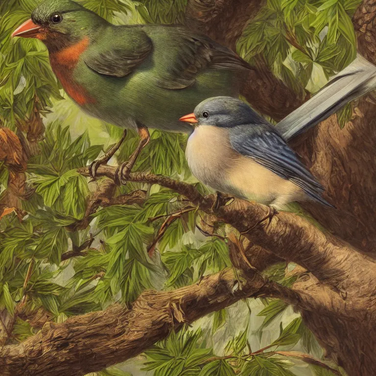 Prompt: a bird in hand is worth two in the bush, highly detailed, 8 k resolution