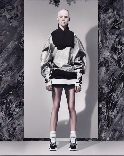 Prompt: leaked screenshot of Balenciaga campaign for the year 2032