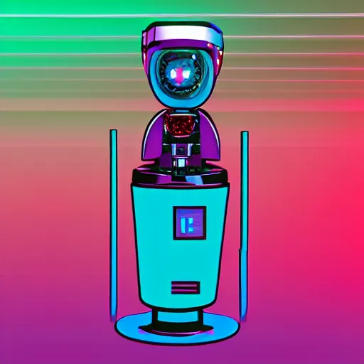 Image similar to soda cup fighting robot in synthwave style