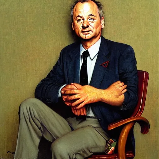 Image similar to Bill Murray portrait painted by Norman Rockwell