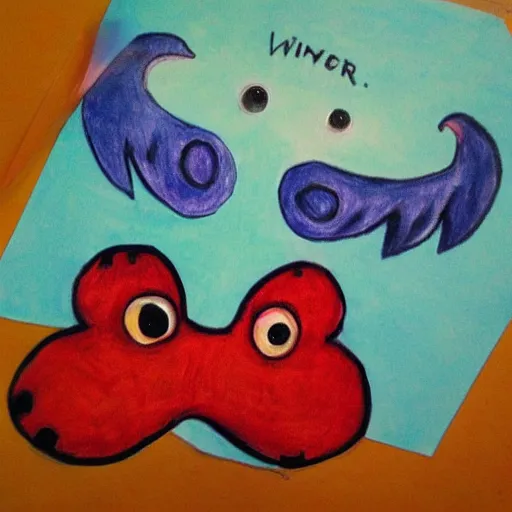 Image similar to monster with 4 wings, child drawing