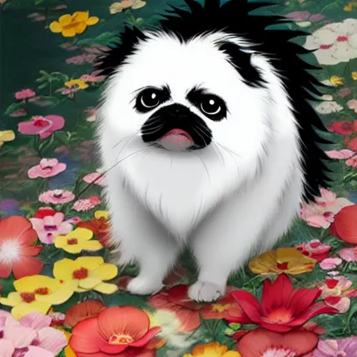 Image similar to a japanese chin as an anime character in a studio ghibli film