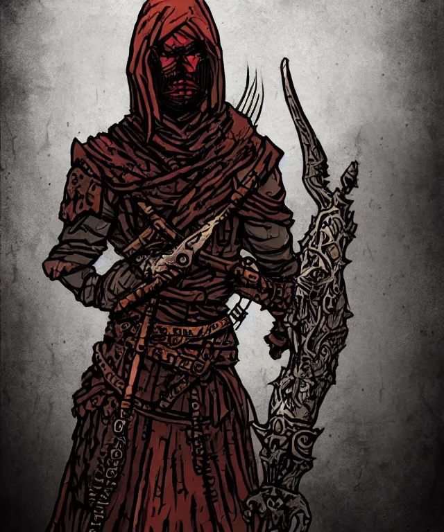 Prompt: a full body character portrait of a spiritual executioner in the style of darkest dungeon in the style of dark souls trending on artstation deviantart pinterest detailed realistic hd 8 k high resolution