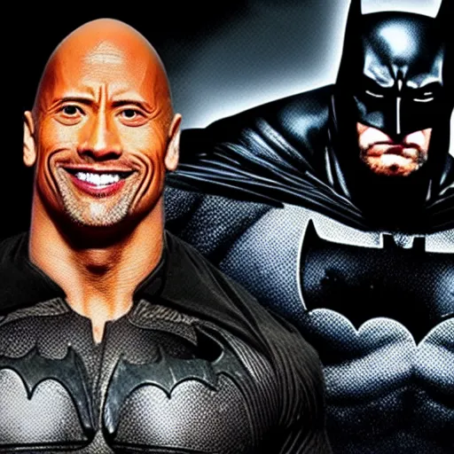 Image similar to Dwayne Johnson as batman