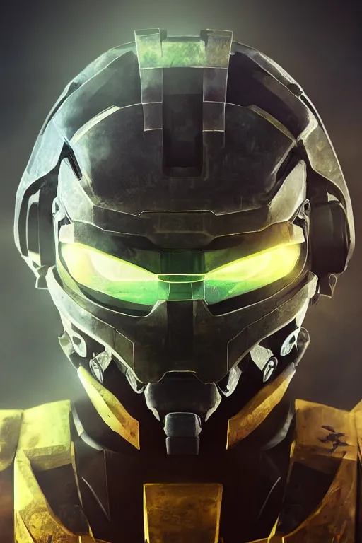 Image similar to robot ninja mask helmet halo master chief radiating a glowing aura global illumination ray tracing hdr fanart arstation by ian pesty and katarzyna da „ bek - chmiel