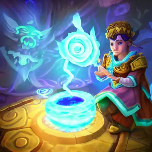 Image similar to glowing magic scroll paper floating in the air, in the style of hearthstone artwork