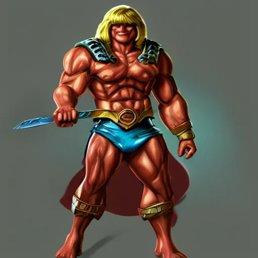 Image similar to He-man Gorpo, styleframe, concept art, artstation, brush texture, painted with oil