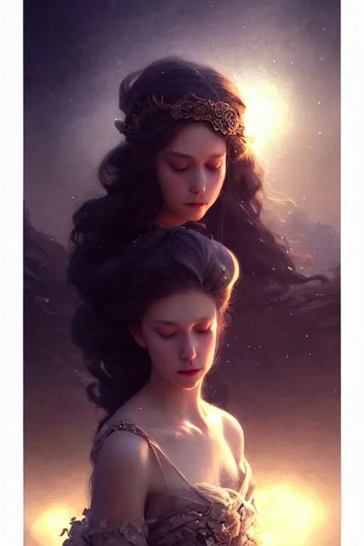 Image similar to a very sad beautiful princess, fine art, awesome fantasy book cover on Pinterest, award winning, dark fantasy landscape, fantasy magic, intricate, elegant, sharp focus, cinematic lighting, highly detailed, digital painting, concept art, art by WLOP and Artgerm and Greg Rutkowski, masterpiece, trending on artstation, 8K