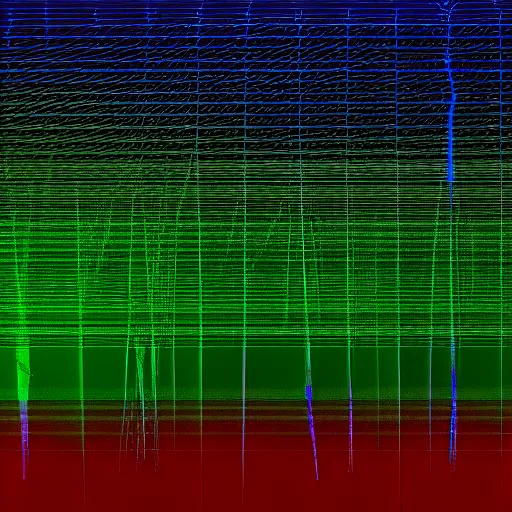 Image similar to landscape converted into a spectrogram converted back into a landscape, 3d render, 8k