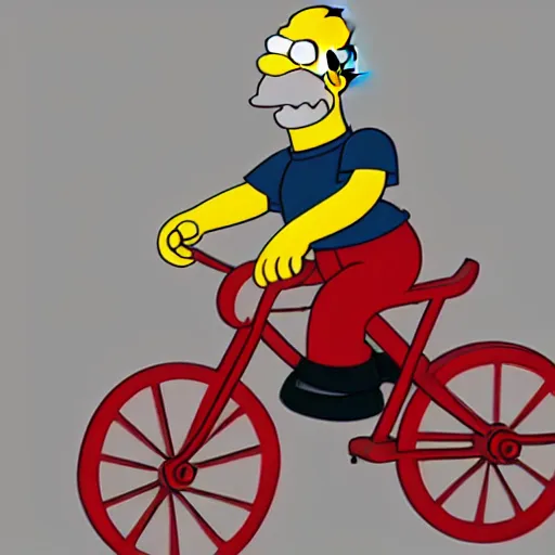 Prompt: homer Simpson riding a red bike, detailed , award winning, art, 8k