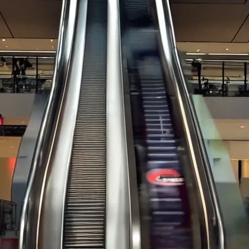 Prompt: a jar of mayonnaise on an escalator