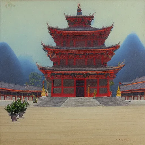 Image similar to “Quanzhou Kaiyuan Temple, oil on canvas, by Turner, 8k”