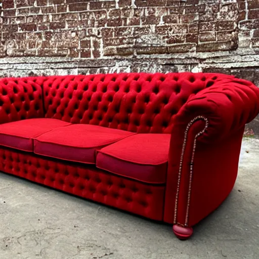 Image similar to a chesterfield sofa fabricated from cooked spaghetti