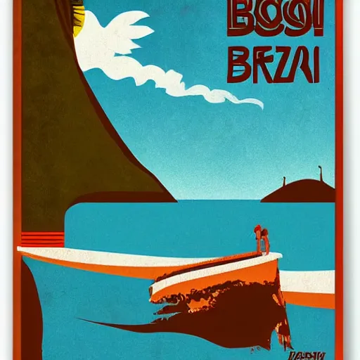 Prompt: bossanova poster brazil corcovado vintage colorful vector