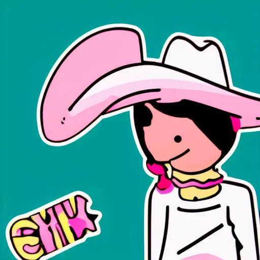 Image similar to Pink cowboy hat, sticker illustration