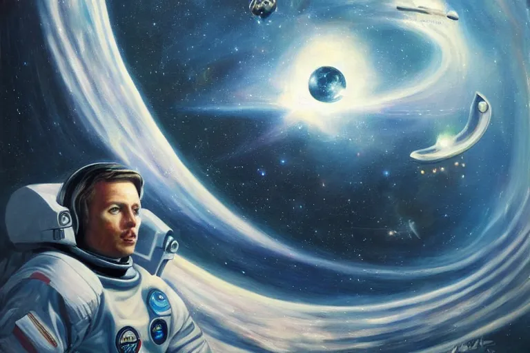 Image similar to interstellar astronaut, beautiful scifi painting