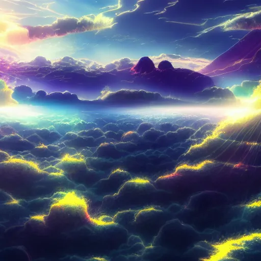 Prompt: beautiful surreal scenery artwork pixiv. gigantic architectural modern design node network of cloud computing soul dust. unthinkable dream cloud computer vast expanding lush worldly infinites. sublime god lighting, sun rays, cold colors. insanely detailed, artstation!! pixiv!! infinitely detailed