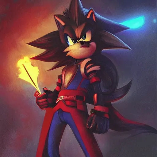 Prompt: “ shadow the hedgehog using a magic star to bring sonic the hedgehog back to life, d & d, fantasy, intricate, cinematic lighting, highly detailed, digital painting, artstation, concept art, smooth, sharp focus, illustration, art by artgerm and greg rutkowski and alphonse mucha ”