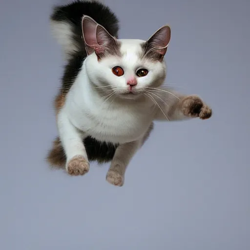 Image similar to photo of hyperspeed flying through space, siamese snowshoe cat running fast with motion blur